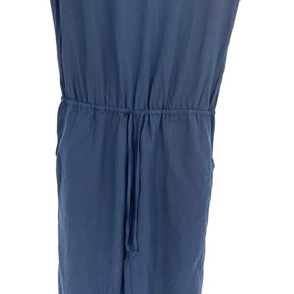 J.Crew Linen Blend V-Neck Relaxed Jumpsuit Playsuit Preppy Navy Blue size XS - Picture 3 of 8
